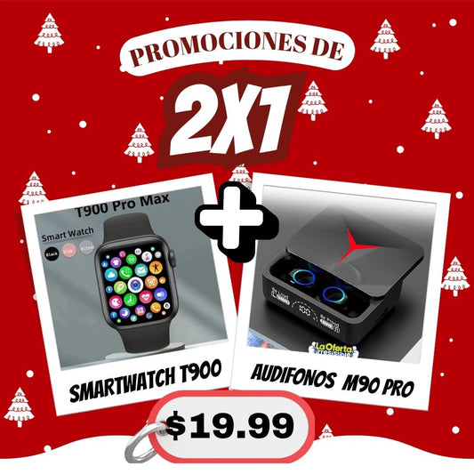 🎄Promociones navidad, Reloj inteligente + Audífonos bluetooth