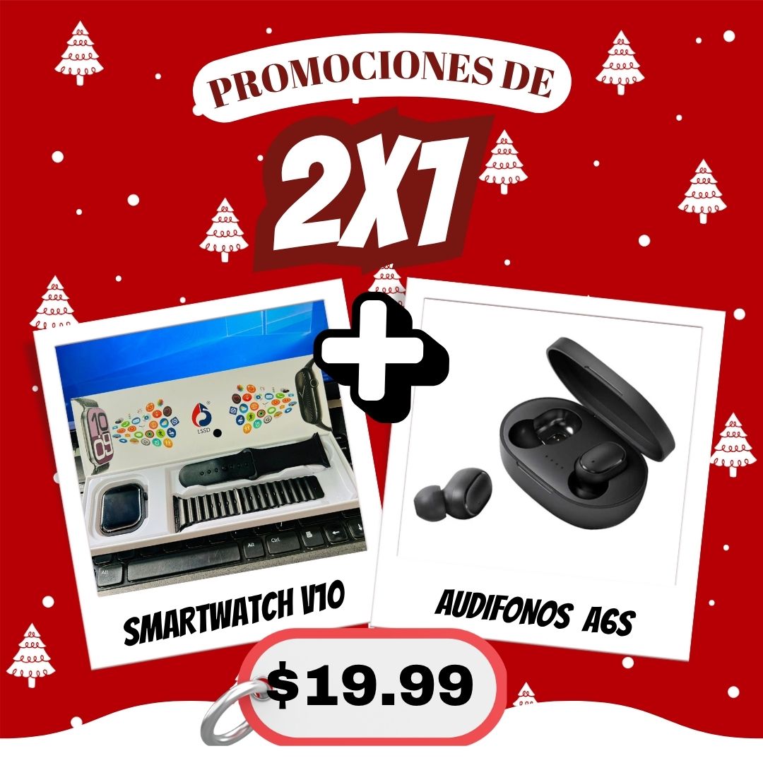 🎄Promociones navidad,  Reloj inteligente + Audífonos bluetooth